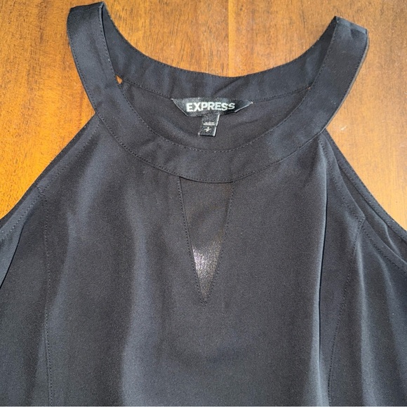 Express Women Sleeveless Top Shirt Small Black High Keyhole Neck Pleated Front S - Picture 4 of 9